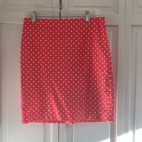 Ann Taylor Dresses & Skirts - Ann Taylor Pink White Polka Dot Pencil Skirt